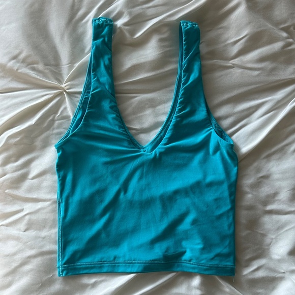 Aerie Smoothez V-Neck Cropped Tank Cami Aqua Turquoise XXS - Picture 5 of 8